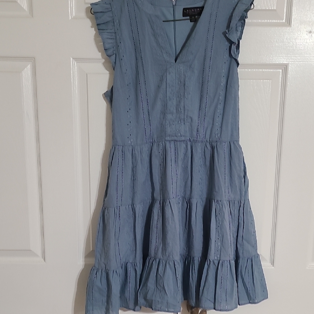 Laundry By Shelli Segal Light Blue Embroidered Dress